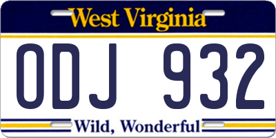 WV license plate ODJ932