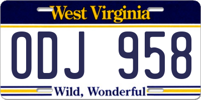 WV license plate ODJ958