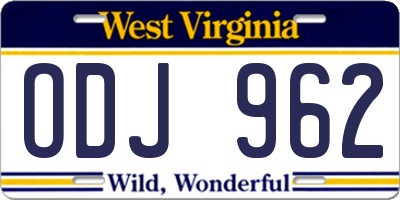 WV license plate ODJ962