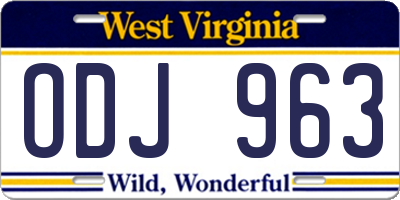 WV license plate ODJ963