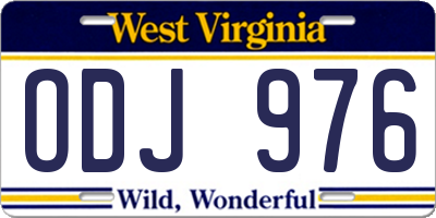 WV license plate ODJ976