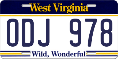 WV license plate ODJ978