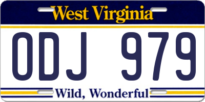 WV license plate ODJ979