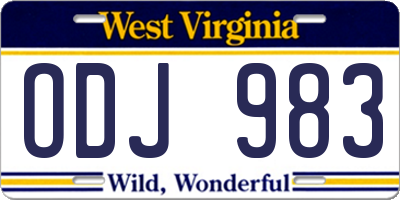 WV license plate ODJ983
