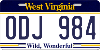 WV license plate ODJ984