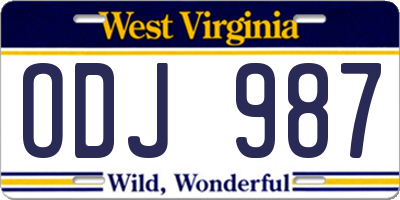 WV license plate ODJ987