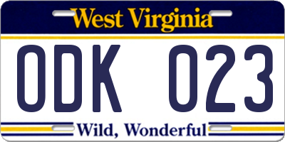 WV license plate ODK023