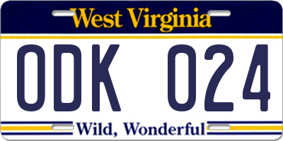 WV license plate ODK024