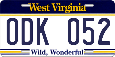 WV license plate ODK052