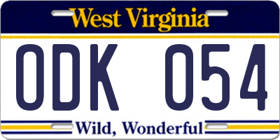 WV license plate ODK054