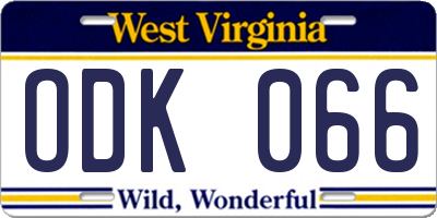 WV license plate ODK066