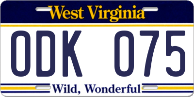 WV license plate ODK075