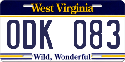 WV license plate ODK083