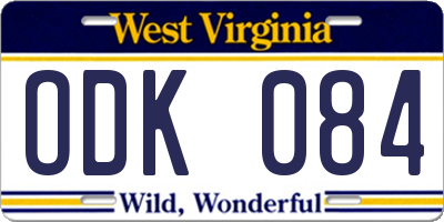 WV license plate ODK084