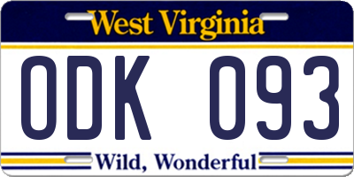 WV license plate ODK093
