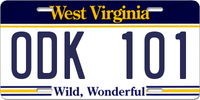WV license plate ODK101