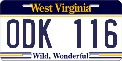 WV license plate ODK116