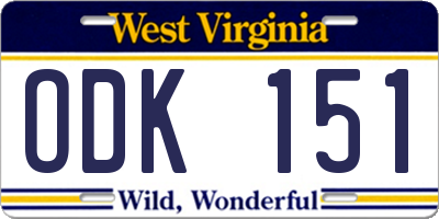 WV license plate ODK151