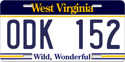 WV license plate ODK152