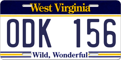 WV license plate ODK156