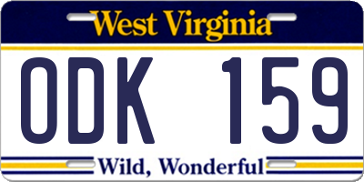 WV license plate ODK159
