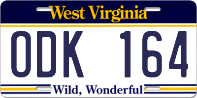 WV license plate ODK164