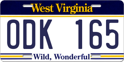 WV license plate ODK165