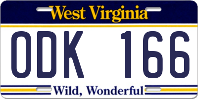 WV license plate ODK166