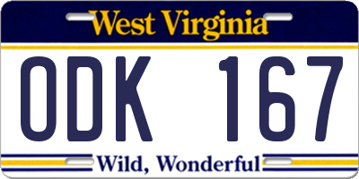 WV license plate ODK167