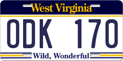 WV license plate ODK170