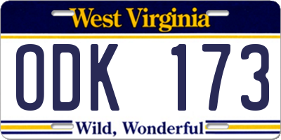 WV license plate ODK173