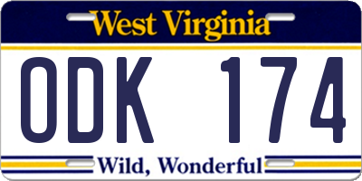 WV license plate ODK174