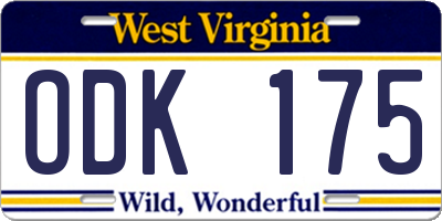 WV license plate ODK175