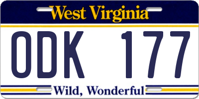 WV license plate ODK177