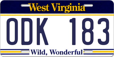 WV license plate ODK183