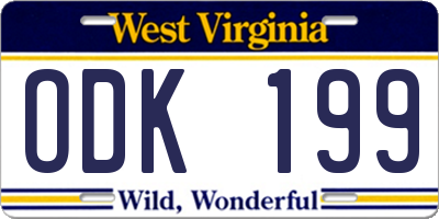 WV license plate ODK199