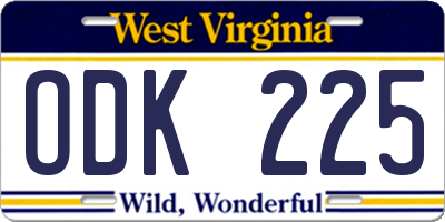 WV license plate ODK225