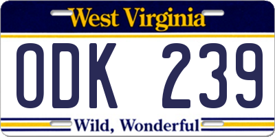 WV license plate ODK239