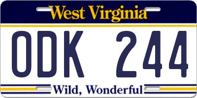 WV license plate ODK244