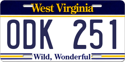 WV license plate ODK251