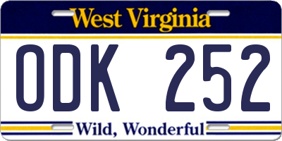 WV license plate ODK252