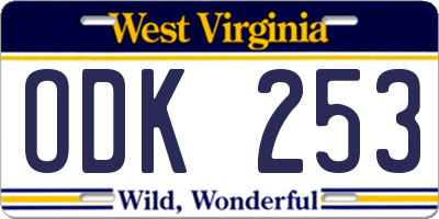 WV license plate ODK253