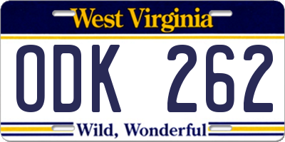 WV license plate ODK262