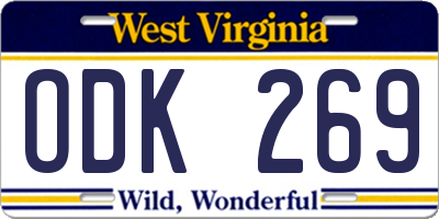 WV license plate ODK269