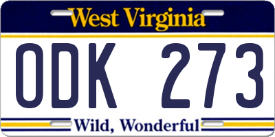 WV license plate ODK273