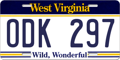 WV license plate ODK297
