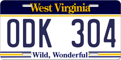 WV license plate ODK304