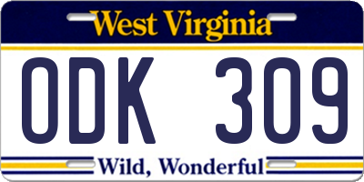 WV license plate ODK309