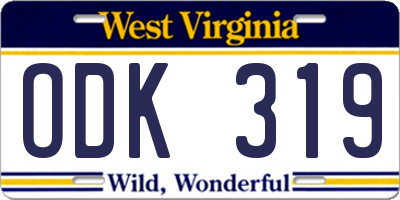 WV license plate ODK319
