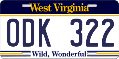 WV license plate ODK322